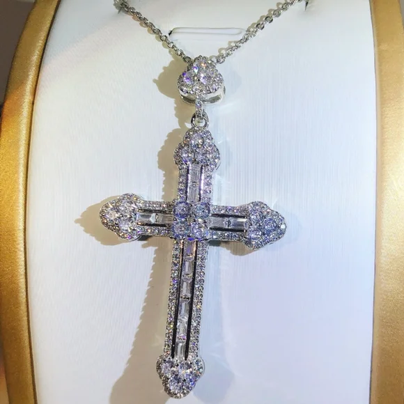 Sterling silver diamond cross - Picture 7 of 10